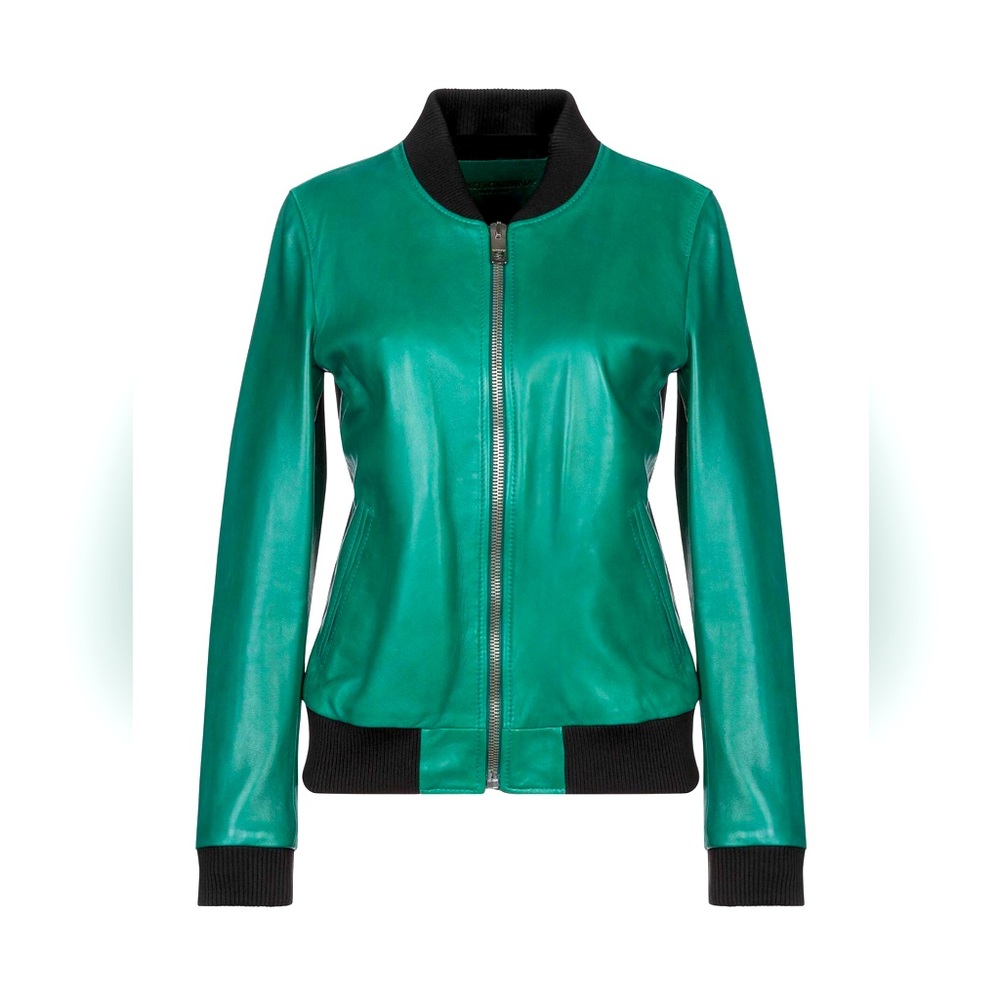 Dolce & Gabbana leather emerald jacket, like new, worn once, US2